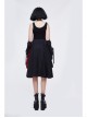 Metal Eyelets Loop Decoration Splice Red Scottish Plaid Black Punk Skirt