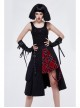 Metal Eyelets Loop Decoration Splice Red Scottish Plaid Black Punk Skirt