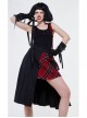 Metal Eyelets Loop Decoration Splice Red Scottish Plaid Black Punk Skirt