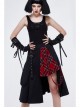 Metal Eyelets Loop Decoration Splice Red Scottish Plaid Black Punk Skirt