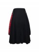 Metal Eyelets Loop Decoration Splice Red Scottish Plaid Black Punk Skirt