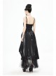 Front Decals Back Waist Lace-Up Lace Mesh Hem Black Gothic Sling Dress