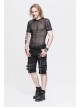 Round Collar Short Sleeve Black Punk Mesh T-Shirt