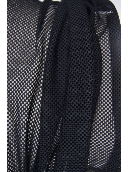 Round Collar Short Sleeve Black Punk Mesh T-Shirt