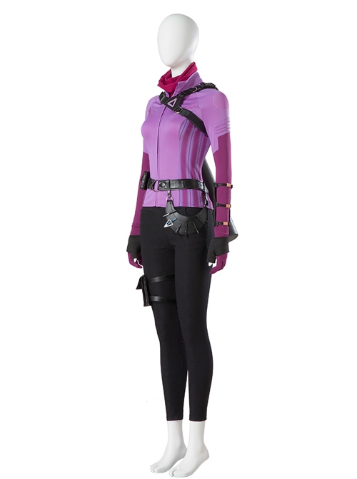 TV Drama Hawkeye Kate Bishop Purple Top Suit Style 2 Halloween Cosplay Costume Set