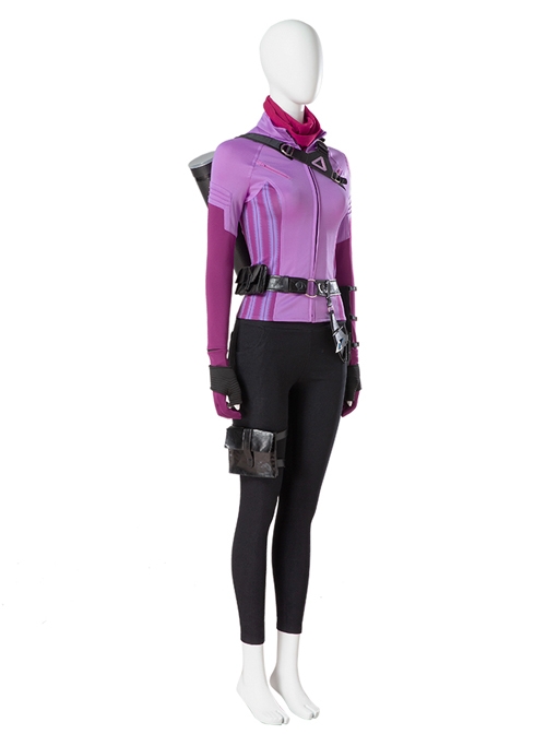 TV Drama Hawkeye Kate Bishop Purple Top Suit Style 2 Halloween Cosplay Costume Set