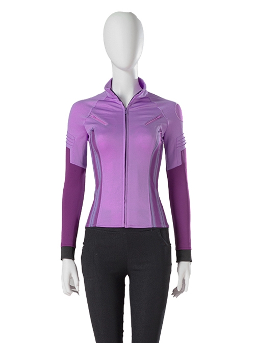 TV Drama Hawkeye Kate Bishop Purple Top Suit Style 2 Halloween Cosplay Costume Purple Top And Scarf