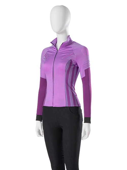 TV Drama Hawkeye Kate Bishop Purple Top Suit Style 2 Halloween Cosplay Costume Purple Top And Scarf