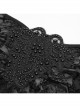 Off-Shoulder Front Chest Decals Bead Sleeve Beaded Tassel Webbing Black Gothic Flocking Print Top