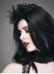Feather Pattern Lace Three-Dimensional Flowers Black Gothic Headdress