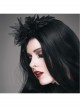 Feather Pattern Lace Three-Dimensional Flowers Black Gothic Headdress