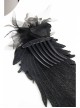 Feather Pattern Lace Three-Dimensional Flowers Black Gothic Headdress