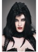 Feather Pattern Lace Three-Dimensional Flowers Black Gothic Headdress