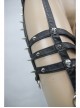 Metal Buckle Strap Side Spikers Silver Punk Waisted Leg Warmers
