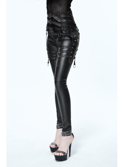 Metal Buckle Strap Side Spikers Bronze Punk Waisted Leg Warmers
