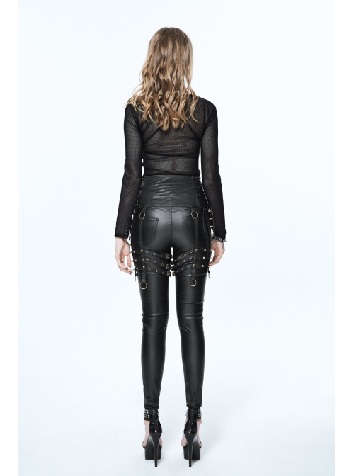 Metal Buckle Strap Side Spikers Bronze Punk Waisted Leg Warmers