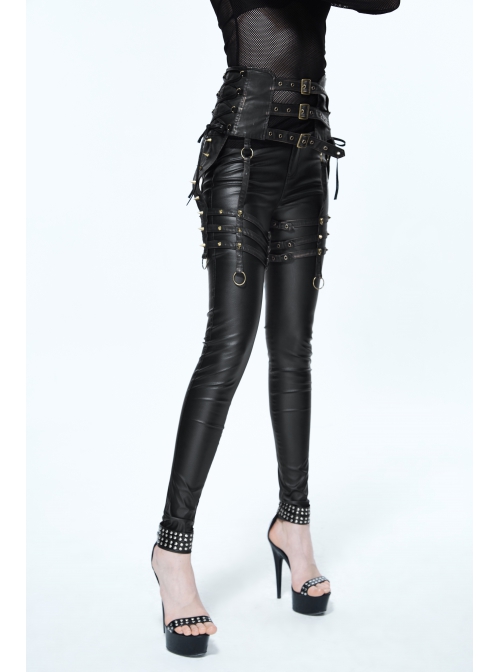 Metal Buckle Strap Side Spikers Bronze Punk Waisted Leg Warmers