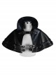 Metal Buckle Leather Loop Collar Black Punk Pattern Leather Cape