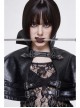Metal Buckle Leather Loop Collar Black Punk Pattern Leather Cape