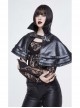Metal Buckle Leather Loop Collar Black Punk Pattern Leather Cape