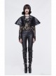 Metal Buckle Leather Loop Collar Black Punk Pattern Leather Cape