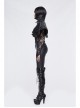 Metal Buckle Leather Loop Collar Black Punk Pattern Leather Cape