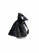 Metal Buckle Leather Loop Collar Black Punk Pattern Leather Cape