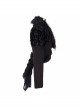 Fur Collar Long Sleeve Rose Lace Hem Black Gothic Short Woolen Coat