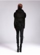 Fur Collar Long Sleeve Rose Lace Hem Black Gothic Short Woolen Coat