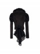 Fur Collar Long Sleeve Rose Lace Hem Black Gothic Short Woolen Coat