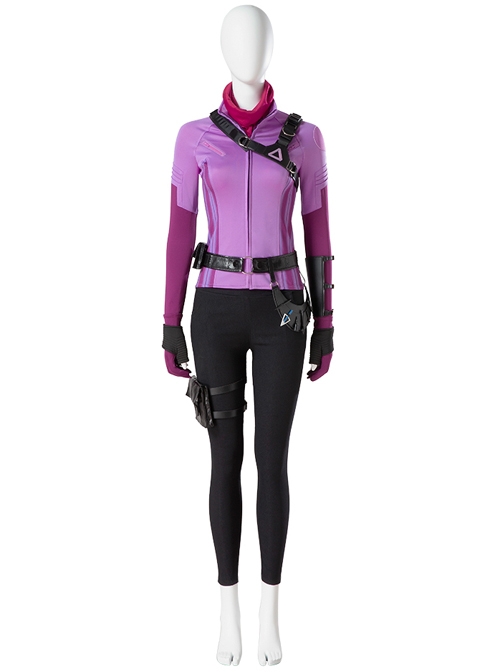 TV Drama Hawkeye Kate Bishop Purple Top Suit Style 2 Halloween Cosplay Accessories Black Waist Belt And Arrow Bag