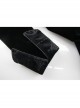 Fake Two-Piece Stand-Up Collar Front Embroidery Glass Pattern Button Dovetail Hem Black Gothic Velvet Coat