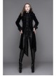 Fake Two-Piece Stand-Up Collar Front Embroidery Glass Pattern Button Dovetail Hem Black Gothic Velvet Coat