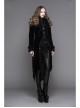 Fake Two-Piece Stand-Up Collar Front Embroidery Glass Pattern Button Dovetail Hem Black Gothic Velvet Coat