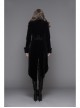 Fake Two-Piece Stand-Up Collar Front Embroidery Glass Pattern Button Dovetail Hem Black Gothic Velvet Coat