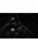Fake Two-Piece Stand-Up Collar Front Embroidery Glass Pattern Button Dovetail Hem Black Gothic Velvet Coat
