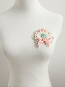 Fashion Lolita Cute Retro Swan White Lace Pink Bow Rose Flower Female Brooch