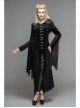 Front Metal Blossom Hook Clasp Back Waist Lace-Up Black Gothic Embossed Velvet Hoodie Coat