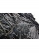 Front Metal Blossom Hook Clasp Back Waist Lace-Up Black Gothic Embossed Velvet Hoodie Coat