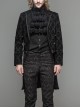3D Braid Collar Decorated Pattern Button Long Sleeve Black Gothic Flocking Coat