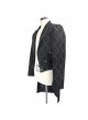 3D Braid Collar Decorated Pattern Button Long Sleeve Black Gothic Flocking Coat