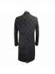 3D Braid Collar Decorated Pattern Button Long Sleeve Black Gothic Flocking Coat
