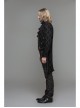 3D Braid Collar Decorated Pattern Button Long Sleeve Black Gothic Flocking Coat