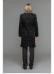 3D Braid Collar Decorated Pattern Button Long Sleeve Black Gothic Flocking Coat