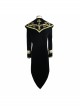 Golden Embroidery Lapel Ribbon Decoration Placket Glass Button Black Gothic Velvet Coat