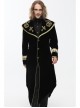 Golden Embroidery Lapel Ribbon Decoration Placket Glass Button Black Gothic Velvet Coat