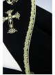 Golden Embroidery Lapel Ribbon Decoration Placket Glass Button Black Gothic Velvet Coat