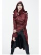 Shoulder Pointed Nails Front Double-Breasted Voluminous Skirt Hem Wine Red Gothic Hoodie Suede Coat