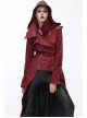 Shoulder Pointed Nails Front Double-Breasted Voluminous Skirt Hem Wine Red Gothic Hoodie Suede Coat