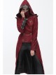 Shoulder Pointed Nails Front Double-Breasted Voluminous Skirt Hem Wine Red Gothic Hoodie Suede Coat